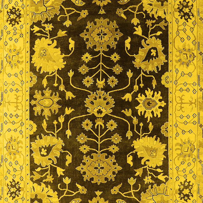 Machine Washable Oriental Yellow Industrial Rug, wshurb1658yw