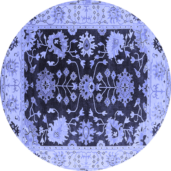 Round Oriental Blue Industrial Rug, urb1658blu