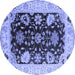 Round Oriental Blue Industrial Rug, urb1658blu