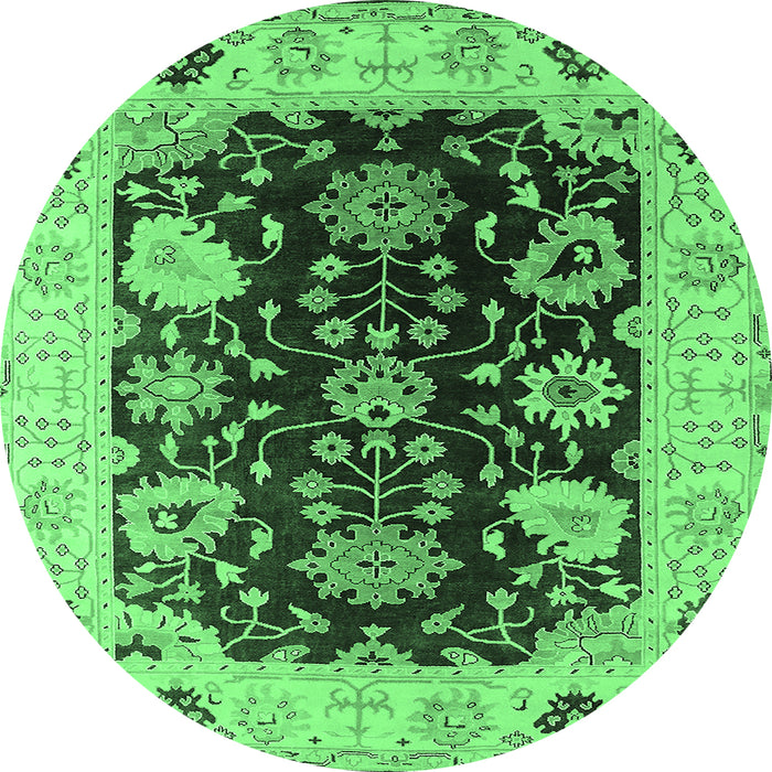 Round Oriental Emerald Green Industrial Rug, urb1658emgrn