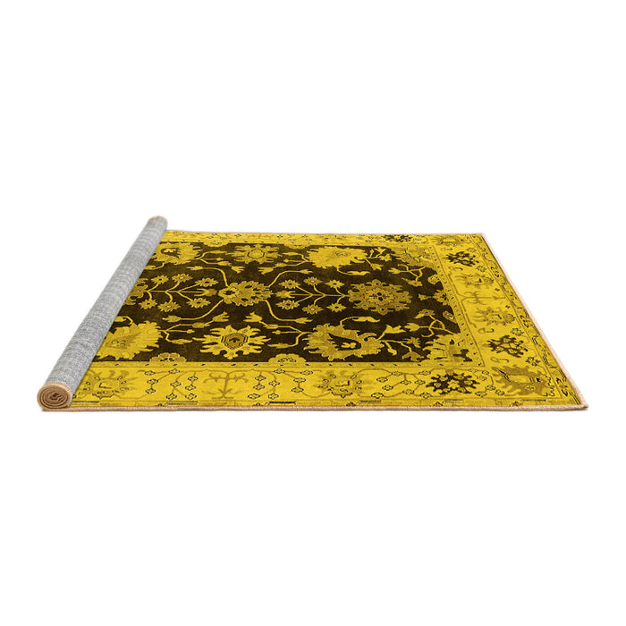 Sideview of Machine Washable Oriental Yellow Industrial Rug, wshurb1658yw