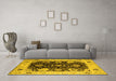 Machine Washable Oriental Yellow Industrial Rug in a Living Room, wshurb1658yw