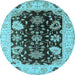 Round Oriental Light Blue Industrial Rug, urb1658lblu