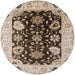 Round Mid-Century Modern Reddish Brown Oriental Rug, urb1658