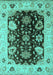 Machine Washable Oriental Turquoise Industrial Area Rugs, wshurb1658turq