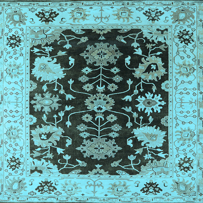 Square Machine Washable Oriental Light Blue Industrial Rug, wshurb1658lblu