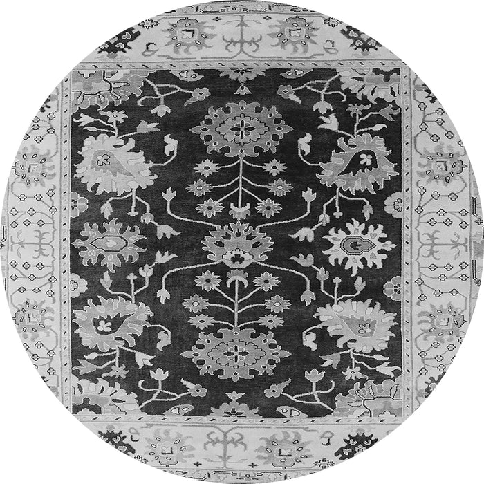Round Machine Washable Oriental Gray Industrial Rug, wshurb1658gry