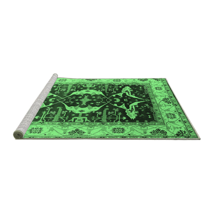 Sideview of Machine Washable Oriental Emerald Green Industrial Area Rugs, wshurb1659emgrn