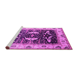 Sideview of Machine Washable Oriental Pink Industrial Rug, wshurb1659pnk