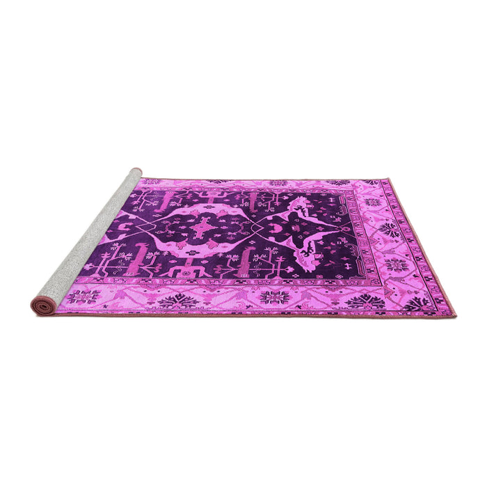 Sideview of Machine Washable Oriental Pink Industrial Rug, wshurb1659pnk