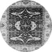 Round Oriental Gray Industrial Rug, urb1659gry