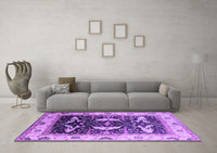 Machine Washable Oriental Purple Industrial Rug, wshurb1659pur