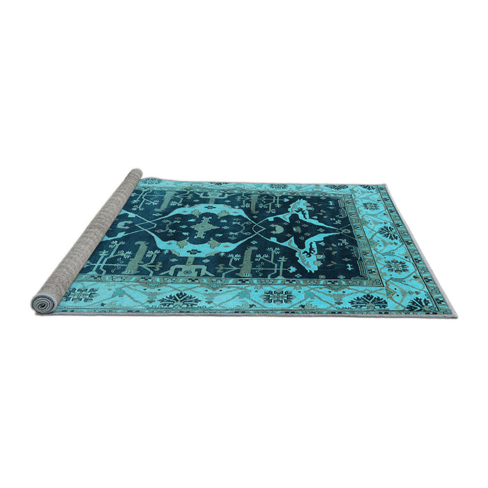 Sideview of Machine Washable Oriental Light Blue Industrial Rug, wshurb1659lblu