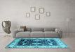 Machine Washable Oriental Light Blue Industrial Rug in a Living Room, wshurb1659lblu