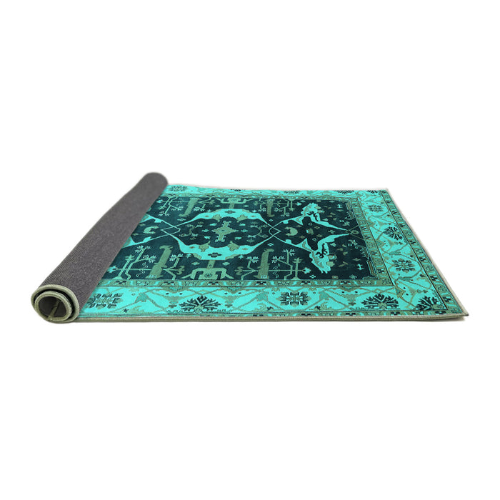 Sideview of Oriental Turquoise Industrial Rug, urb1659turq