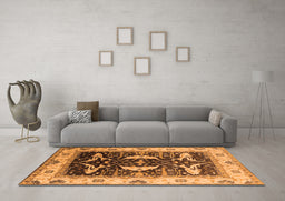 Machine Washable Oriental Orange Industrial Area Rugs in a Living Room, wshurb1659org