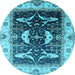 Round Oriental Light Blue Industrial Rug, urb1659lblu