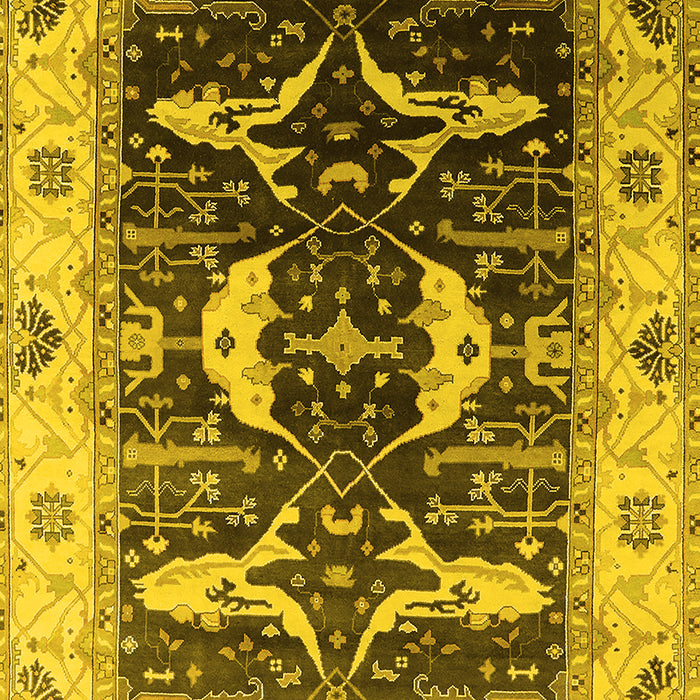 Machine Washable Oriental Yellow Industrial Rug, wshurb1659yw
