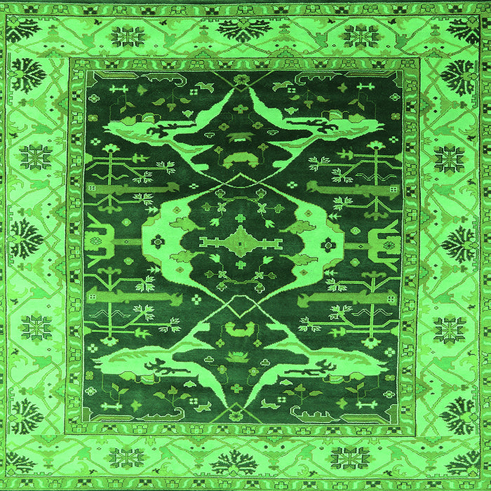 Square Oriental Green Industrial Rug, urb1659grn