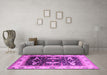 Machine Washable Oriental Pink Industrial Rug in a Living Room, wshurb1659pnk