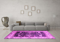 Machine Washable Oriental Pink Industrial Rug, wshurb1659pnk