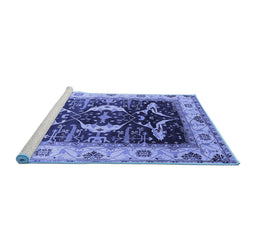 Sideview of Machine Washable Oriental Blue Industrial Rug, wshurb1659blu