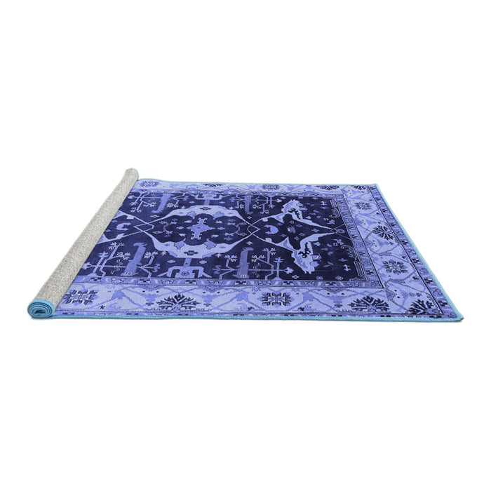 Sideview of Machine Washable Oriental Blue Industrial Rug, wshurb1659blu