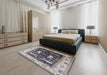 Mid-Century Modern Silver Pink Oriental Rug in a Bedroom, urb1659