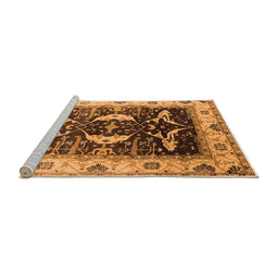 Sideview of Machine Washable Oriental Orange Industrial Area Rugs, wshurb1659org