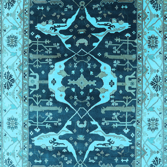 Machine Washable Oriental Light Blue Industrial Rug, wshurb1659lblu