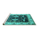 Sideview of Machine Washable Oriental Turquoise Industrial Area Rugs, wshurb1659turq