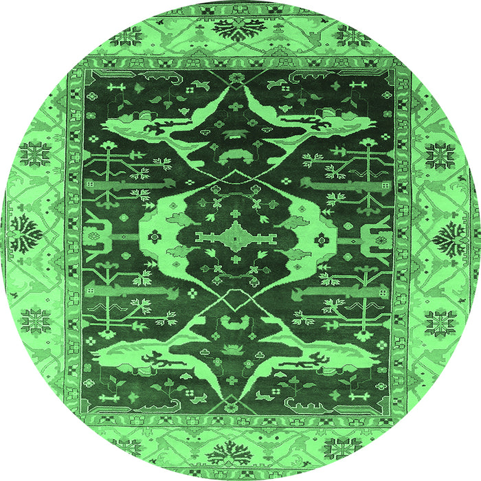 Round Oriental Emerald Green Industrial Rug, urb1659emgrn