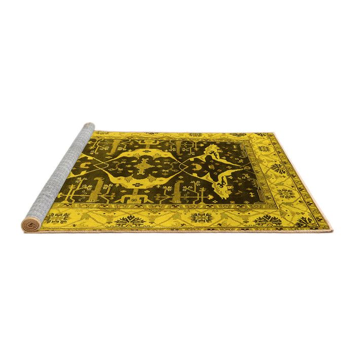 Sideview of Machine Washable Oriental Yellow Industrial Rug, wshurb1659yw