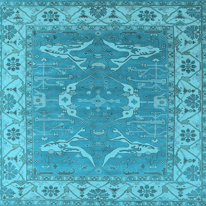 Square Machine Washable Oriental Light Blue Industrial Rug, wshurb1660lblu