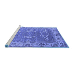 Sideview of Machine Washable Oriental Blue Industrial Rug, wshurb1660blu