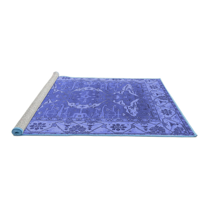 Sideview of Machine Washable Oriental Blue Industrial Rug, wshurb1660blu