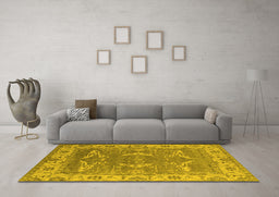 Machine Washable Oriental Yellow Industrial Rug in a Living Room, wshurb1660yw