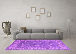 Machine Washable Oriental Purple Industrial Area Rugs in a Living Room, wshurb1660pur