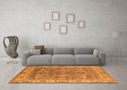 Machine Washable Oriental Orange Industrial Area Rugs in a Living Room, wshurb1660org