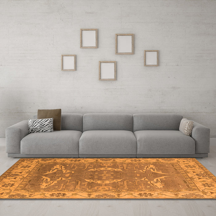 Machine Washable Oriental Orange Industrial Area Rugs in a Living Room, wshurb1660org