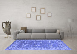 Machine Washable Oriental Blue Industrial Rug in a Living Room, wshurb1660blu