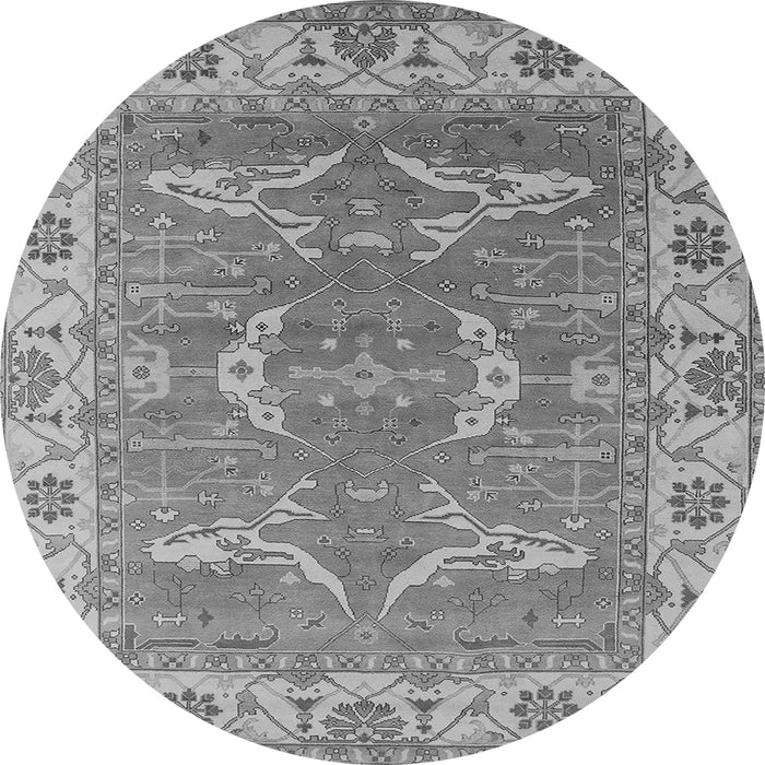 Round Oriental Gray Industrial Rug, urb1660gry