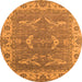 Round Machine Washable Oriental Orange Industrial Area Rugs, wshurb1660org