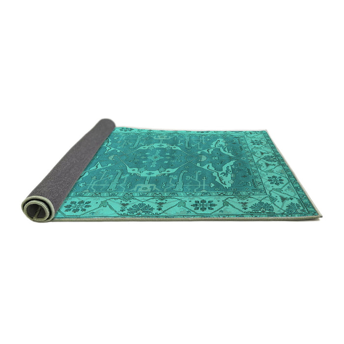 Sideview of Oriental Turquoise Industrial Rug, urb1660turq