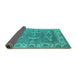 Sideview of Oriental Turquoise Industrial Rug, urb1660turq