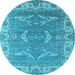 Round Oriental Light Blue Industrial Rug, urb1660lblu