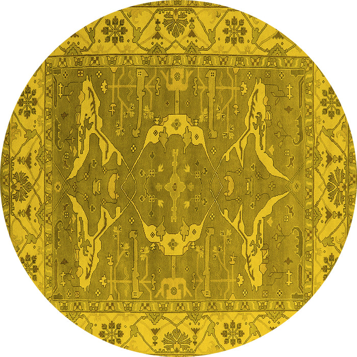 Round Oriental Yellow Industrial Rug, urb1660yw