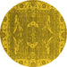 Round Oriental Yellow Industrial Rug, urb1660yw