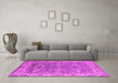 Machine Washable Oriental Pink Industrial Rug in a Living Room, wshurb1660pnk