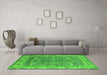 Machine Washable Oriental Green Industrial Area Rugs in a Living Room,, wshurb1660grn